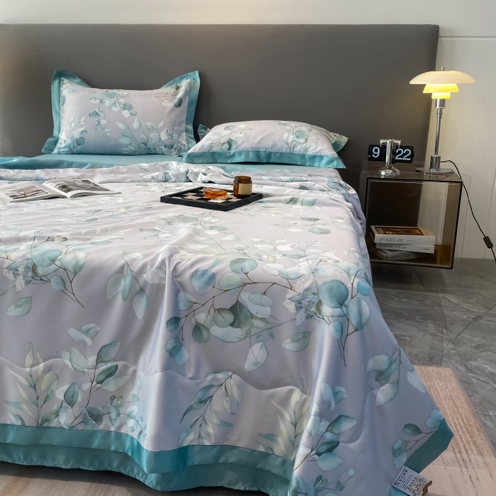 91家纺网 家纺一手货源 找家纺 棉生活 2023新款莱赛尔天丝绣花夏被 森语 灰