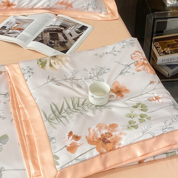 91家纺网 家纺一手货源 找家纺 棉生活 2023新款莱赛尔天丝绣花夏被 苏沫 棕