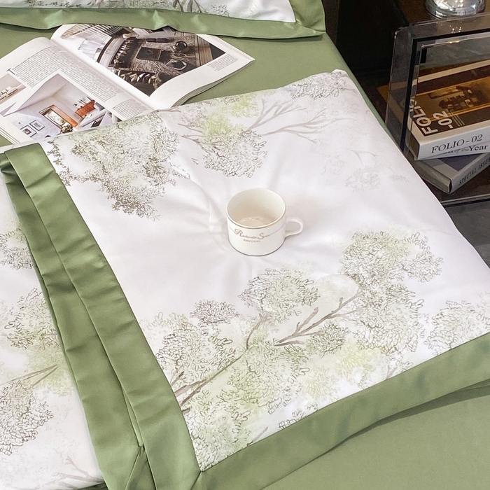 91家纺网 家纺一手货源 找家纺 棉生活 2023新款莱赛尔天丝绣花夏被 晚秋 绿