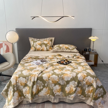 棉生活 2023新款莱赛尔天丝绣花夏被 知夏 绿