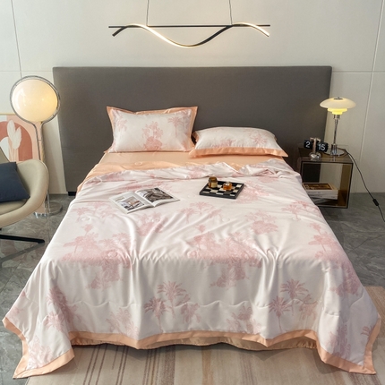 91家纺网 家纺一手货源 找家纺 棉生活 2023新款莱赛尔天丝绣花夏被 洛林 粉