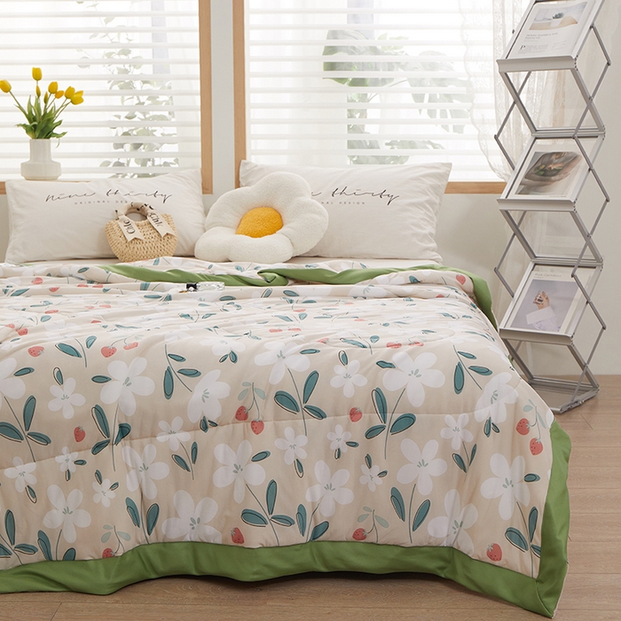 91家纺网 家纺一手货源 找家纺 一米阳光 2023新款凉感丝包边款夏被 朝阳花开