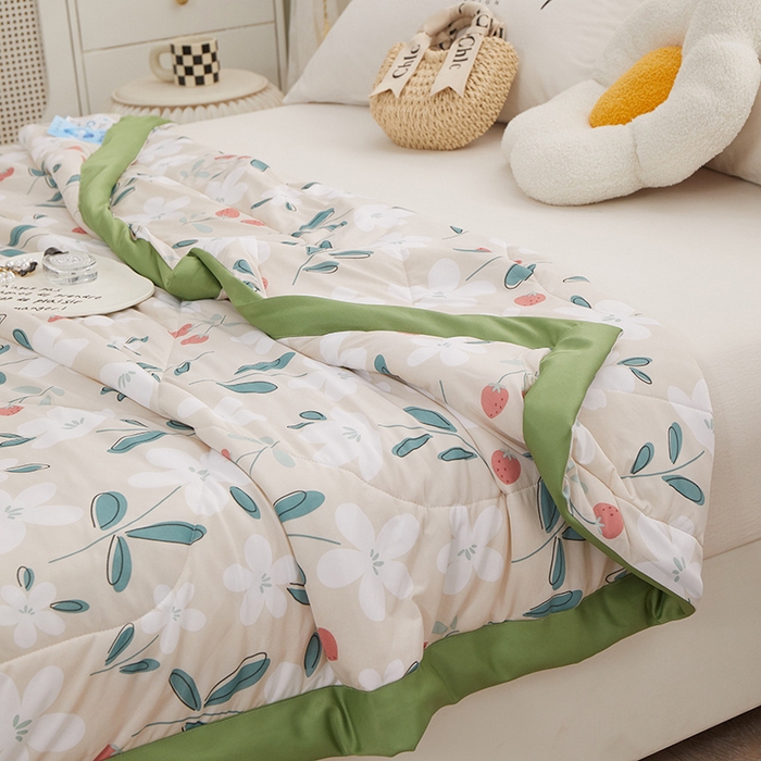 91家纺网 家纺一手货源 找家纺 一米阳光 2023新款凉感丝包边款夏被 朝阳花开