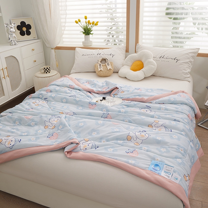 91家纺网 家纺一手货源 找家纺 一米阳光 2023新款凉感丝包边款夏被 嘟嘟鸭