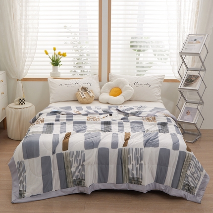 一米阳光 2023新款凉感丝包边款夏被 格调灰