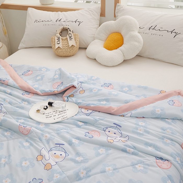 91家纺网 家纺一手货源 找家纺 一米阳光 2023新款凉感丝包边款夏被 嘟嘟鸭