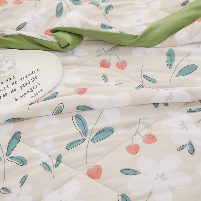 91家纺网 家纺一手货源 找家纺 一米阳光 2023新款凉感丝包边款夏被 朝阳花开