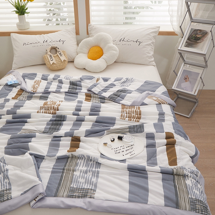 91家纺网 家纺一手货源 找家纺 一米阳光 2023新款凉感丝包边款夏被 格调灰