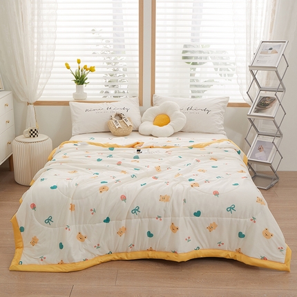 一米阳光 2023新款凉感丝包边款夏被 可爱熊头
