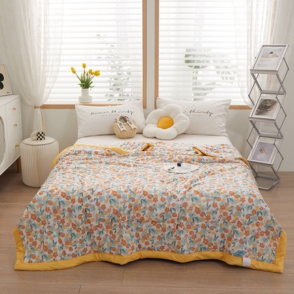 一米阳光 2023新款凉感丝包边款夏被 橘意