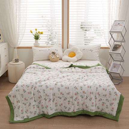 一米阳光 2023新款凉感丝包边款夏被 莱晓绿