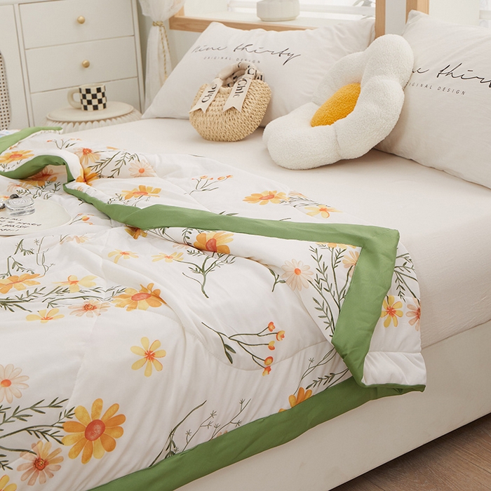 91家纺网 家纺一手货源 找家纺 一米阳光 2023新款凉感丝包边款夏被 森屿