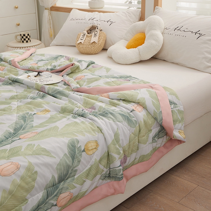 91家纺网 家纺一手货源 找家纺 一米阳光 2023新款凉感丝包边款夏被 夏威夷