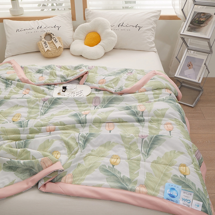 91家纺网 家纺一手货源 找家纺 一米阳光 2023新款凉感丝包边款夏被 夏威夷