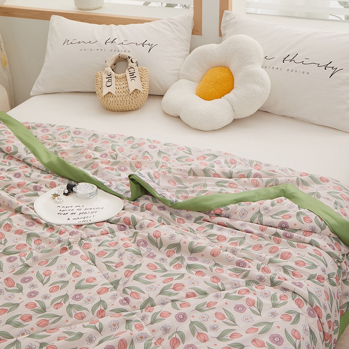 91家纺网 家纺一手货源 找家纺 一米阳光 2023新款凉感丝包边款夏被 郁金香