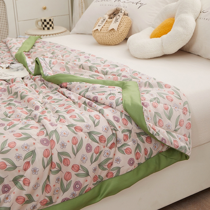 91家纺网 家纺一手货源 找家纺 一米阳光 2023新款凉感丝包边款夏被 郁金香