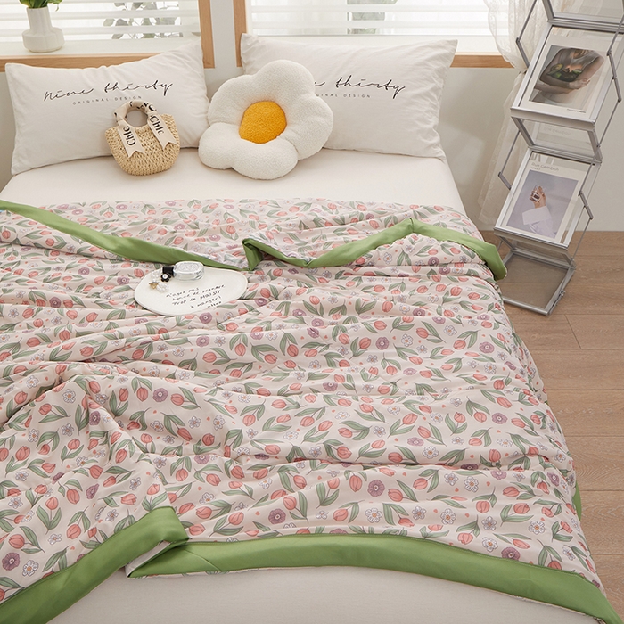 91家纺网 家纺一手货源 找家纺 一米阳光 2023新款凉感丝包边款夏被 郁金香