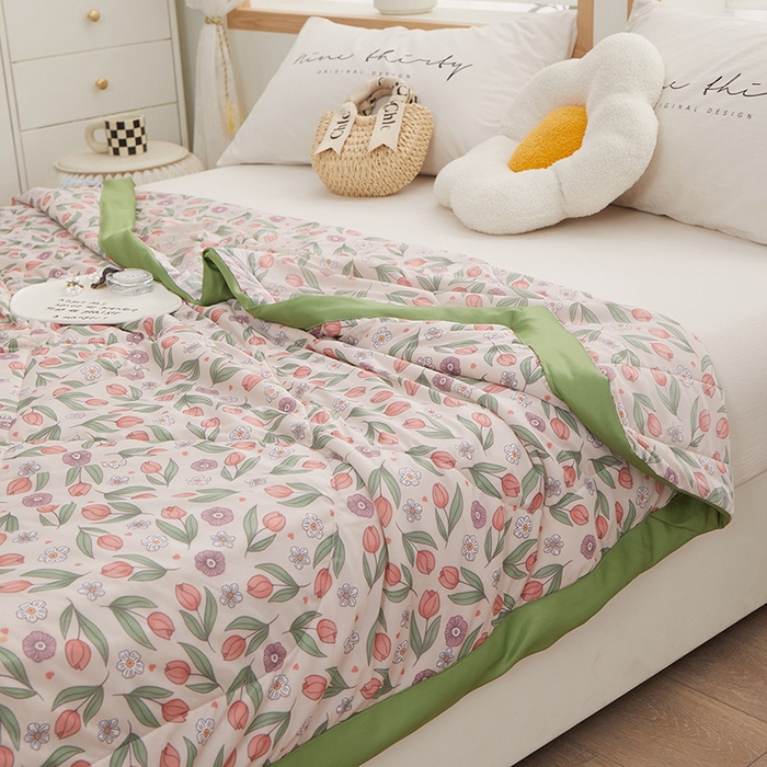 91家纺网 家纺一手货源 找家纺 一米阳光 2023新款凉感丝包边款夏被 郁金香