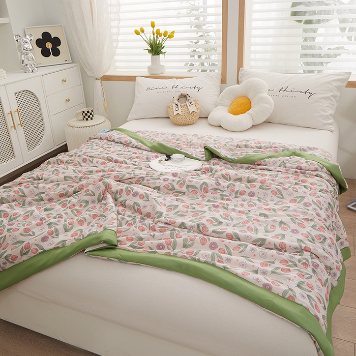 91家纺网 家纺一手货源 找家纺 一米阳光 2023新款凉感丝包边款夏被 郁金香