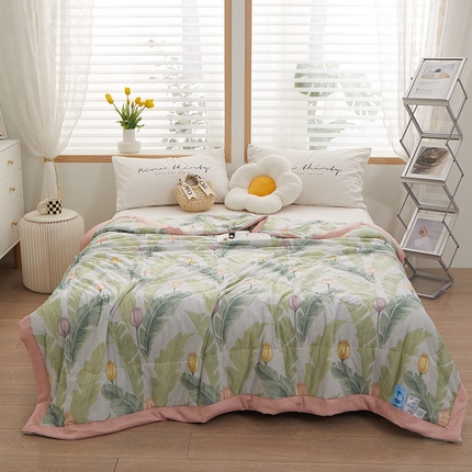 91家纺网 家纺一手货源 找家纺 一米阳光 2023新款凉感丝包边款夏被 夏威夷