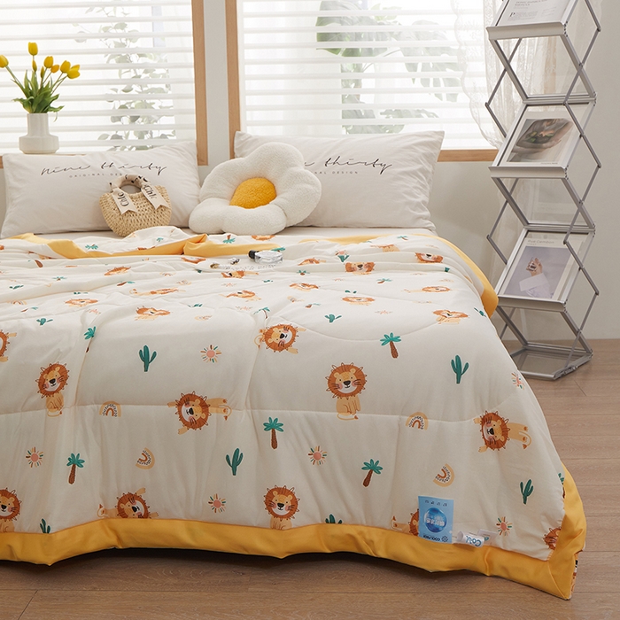 91家纺网 家纺一手货源 找家纺 一米阳光 2023新款凉感丝包边款夏被 小狮子