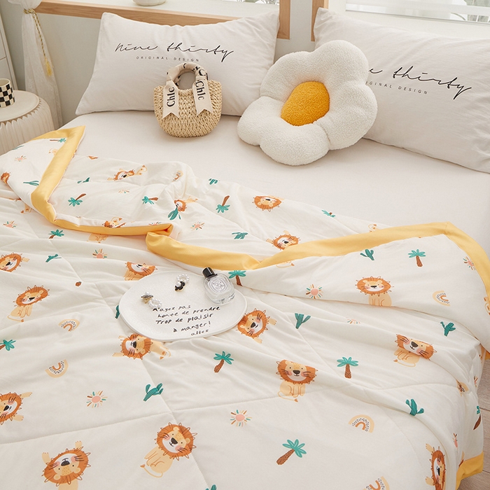 91家纺网 家纺一手货源 找家纺 一米阳光 2023新款凉感丝包边款夏被 小狮子