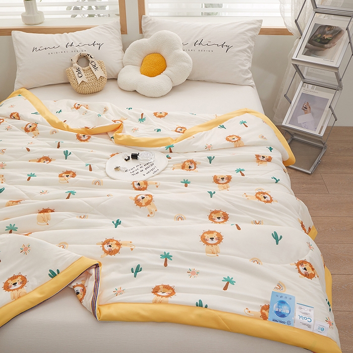 91家纺网 家纺一手货源 找家纺 一米阳光 2023新款凉感丝包边款夏被 小狮子