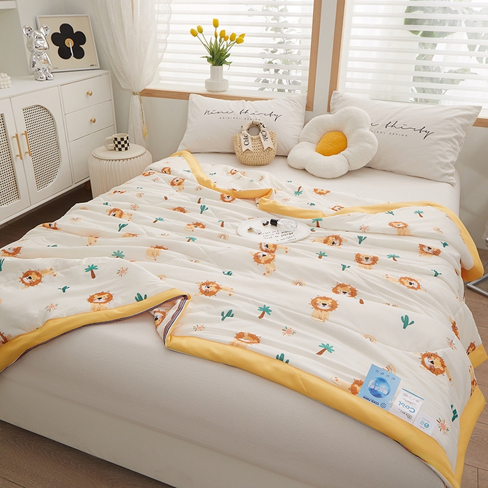 91家纺网 家纺一手货源 找家纺 一米阳光 2023新款凉感丝包边款夏被 小狮子