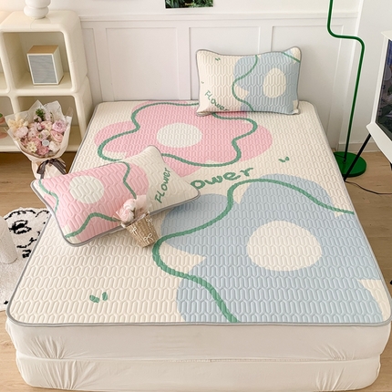 昔可家纺2023新款大版卡通乳胶凉席第二批 粉蓝花