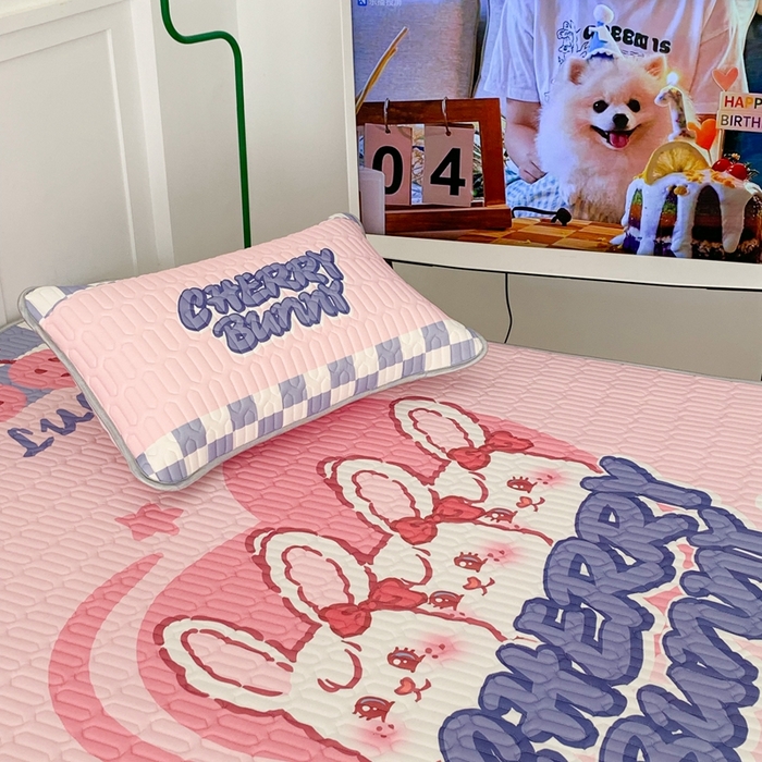 91家纺网 家纺一手货源 找家纺 昔可家纺2023新款大版卡通乳胶凉席第二批 复古樱桃兔