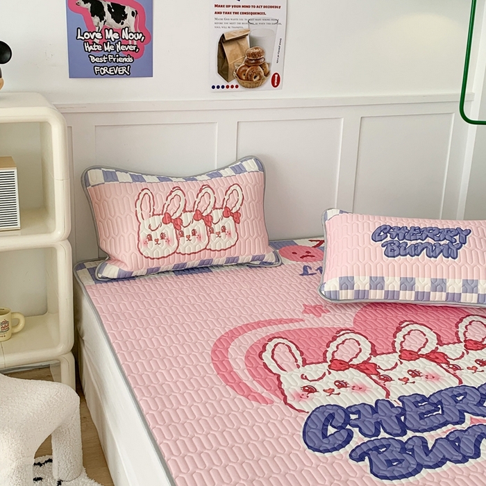 91家纺网 家纺一手货源 找家纺 昔可家纺2023新款大版卡通乳胶凉席第二批 复古樱桃兔