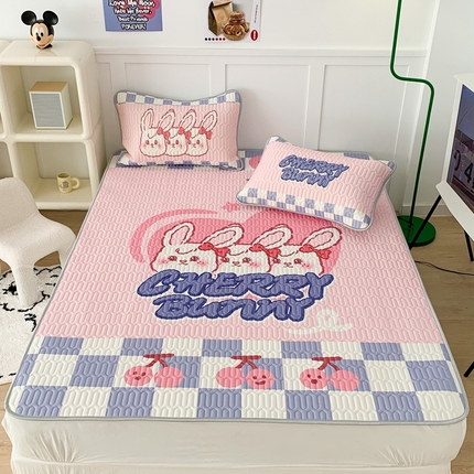 昔可家纺2023新款大版卡通乳胶凉席第二批 复古樱桃兔