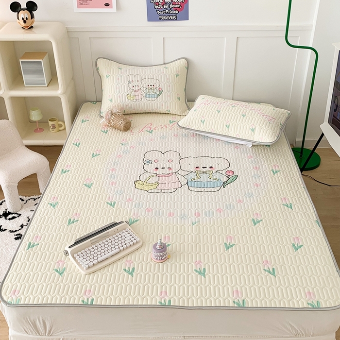 91家纺网 家纺一手货源 找家纺 昔可家纺2023新款大版卡通乳胶凉席第二批 好朋友踏青