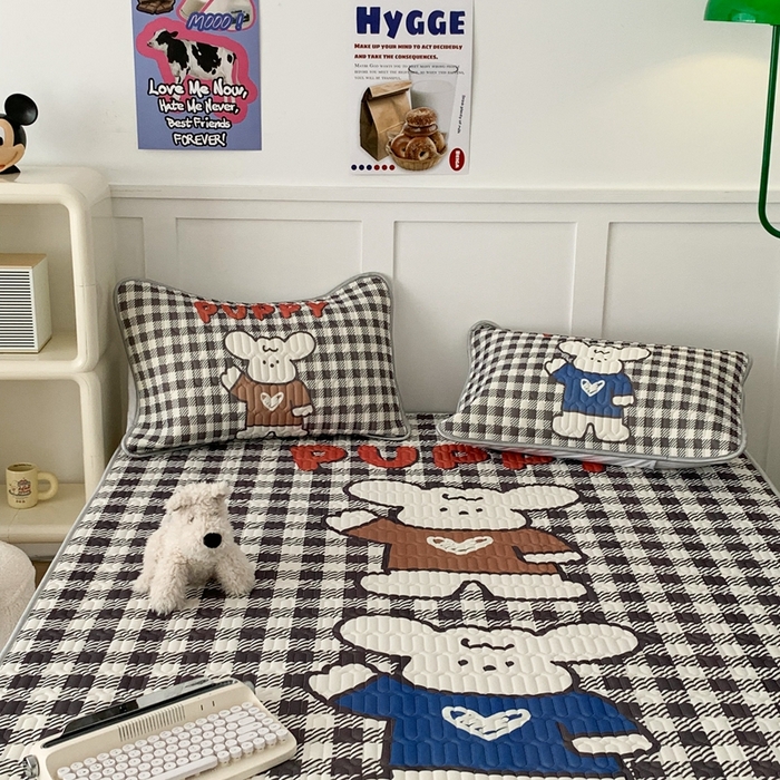 91家纺网 家纺一手货源 找家纺 昔可家纺2023新款大版卡通乳胶凉席第二批 格子底卡通