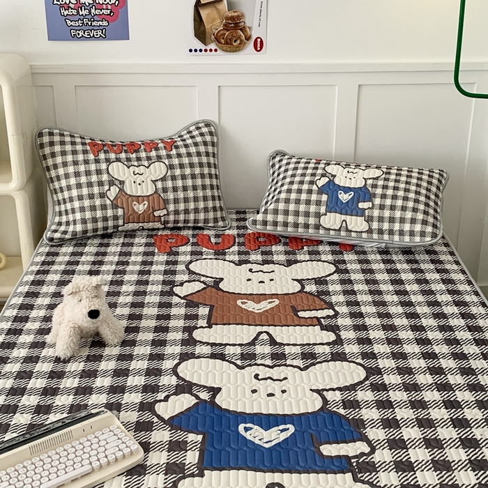 91家纺网 家纺一手货源 找家纺 昔可家纺2023新款大版卡通乳胶凉席第二批 格子底卡通