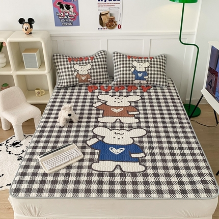 昔可家纺2023新款大版卡通乳胶凉席第二批 格子底卡通