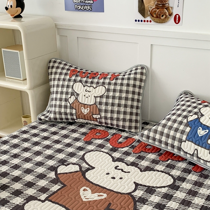 91家纺网 家纺一手货源 找家纺 昔可家纺2023新款大版卡通乳胶凉席第二批 格子底卡通