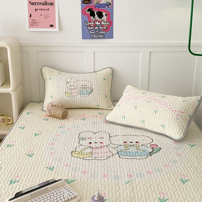 91家纺网 家纺一手货源 找家纺 昔可家纺2023新款大版卡通乳胶凉席第二批 好朋友踏青