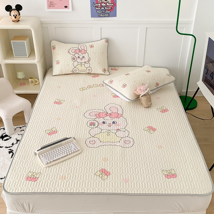 91家纺网 家纺一手货源 找家纺 昔可家纺2023新款大版卡通乳胶凉席第二批 化妆兔兔