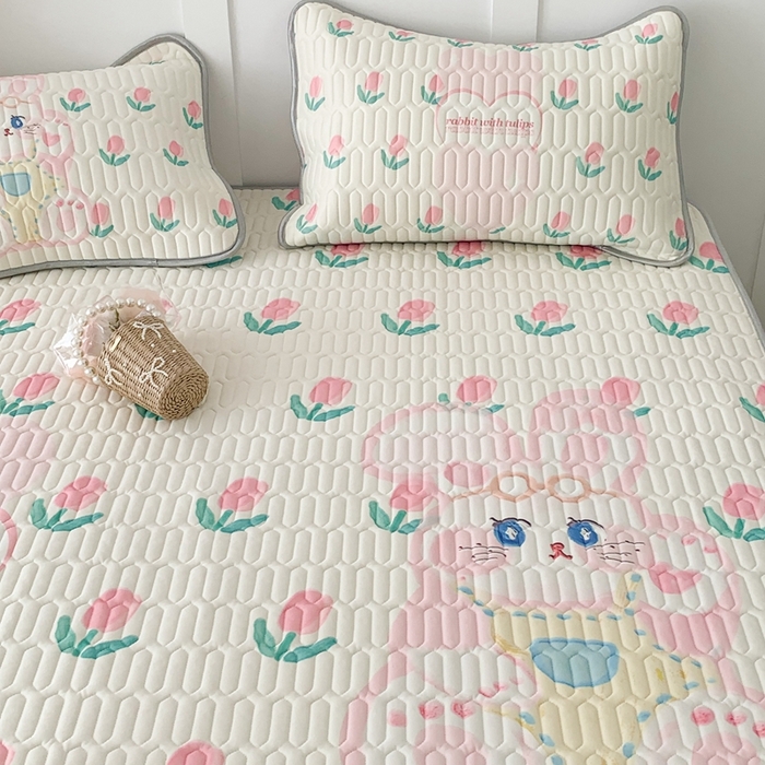 91家纺网 家纺一手货源 找家纺 昔可家纺2023新款大版卡通乳胶凉席第二批 可爱兔兔郁金