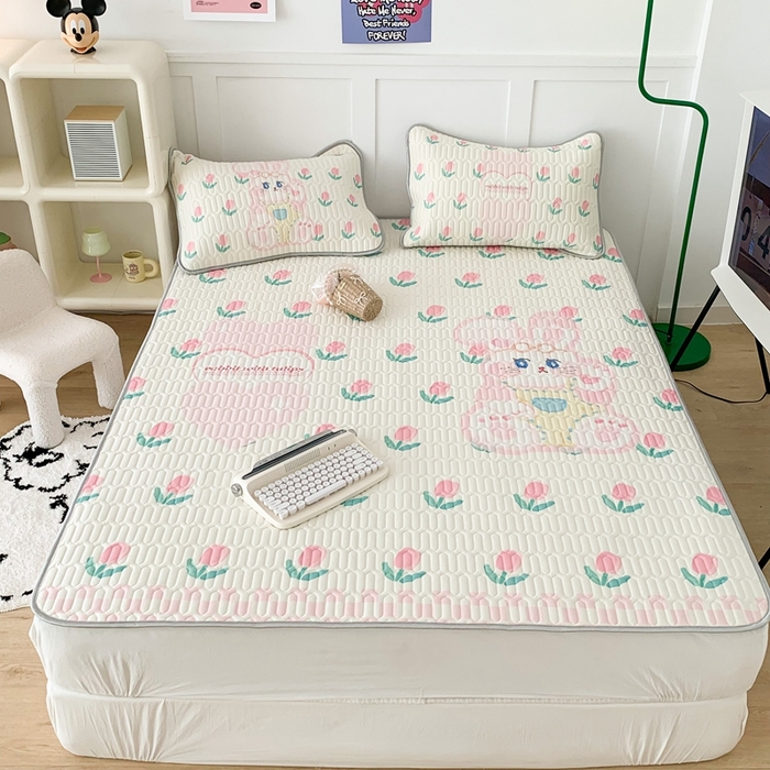 91家纺网 家纺一手货源 找家纺 昔可家纺2023新款大版卡通乳胶凉席第二批 可爱兔兔郁金