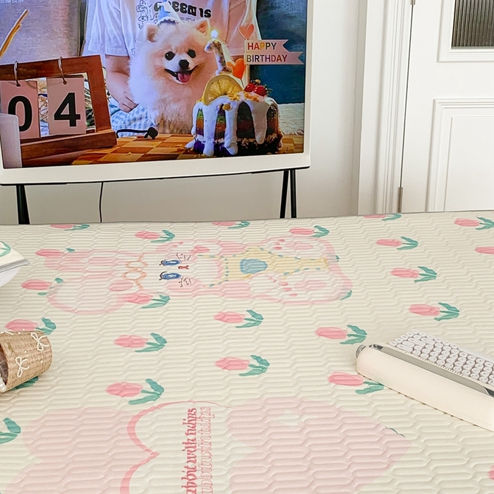 91家纺网 家纺一手货源 找家纺 昔可家纺2023新款大版卡通乳胶凉席第二批 可爱兔兔郁金