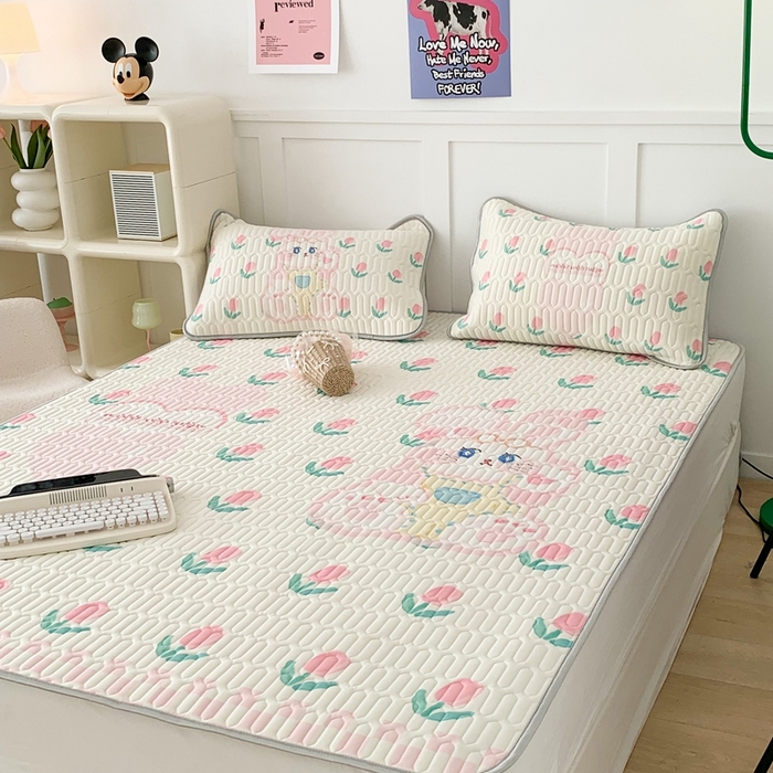 91家纺网 家纺一手货源 找家纺 昔可家纺2023新款大版卡通乳胶凉席第二批 可爱兔兔郁金