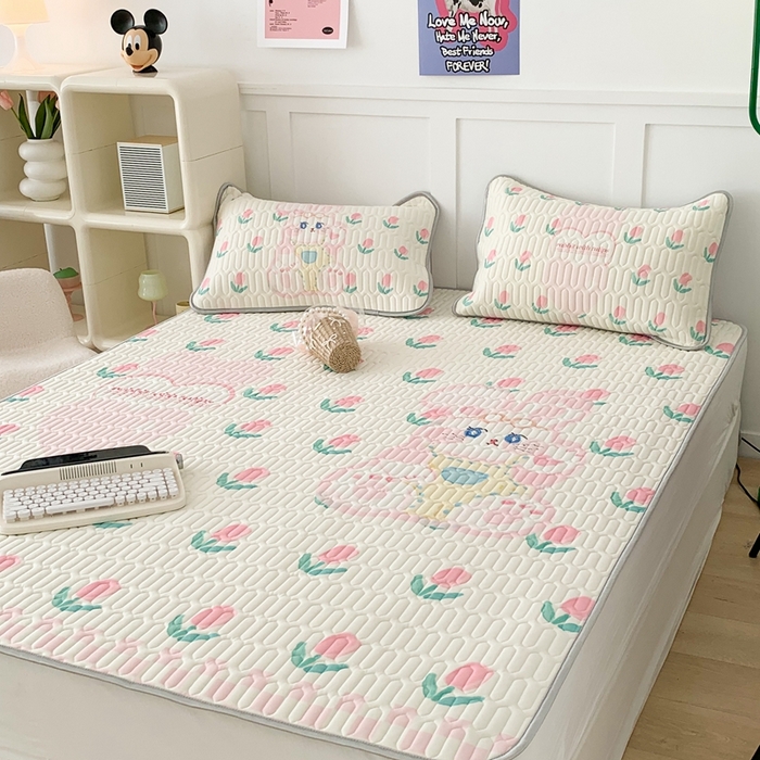 91家纺网 家纺一手货源 找家纺 昔可家纺2023新款大版卡通乳胶凉席第二批 可爱兔兔郁金