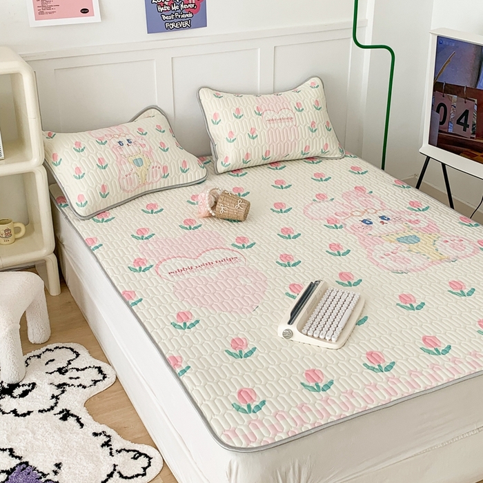 91家纺网 家纺一手货源 找家纺 昔可家纺2023新款大版卡通乳胶凉席第二批 可爱兔兔郁金