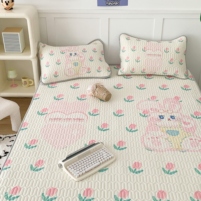 91家纺网 家纺一手货源 找家纺 昔可家纺2023新款大版卡通乳胶凉席第二批 可爱兔兔郁金