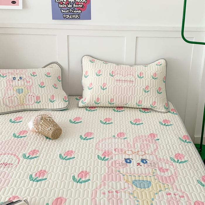 91家纺网 家纺一手货源 找家纺 昔可家纺2023新款大版卡通乳胶凉席第二批 可爱兔兔郁金