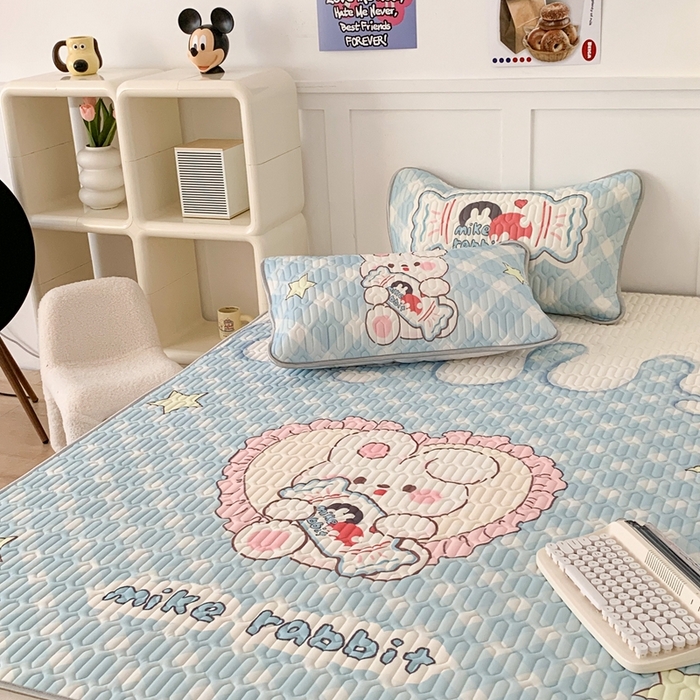 91家纺网 家纺一手货源 找家纺 昔可家纺2023新款大版卡通乳胶凉席第二批 奶糖小兔