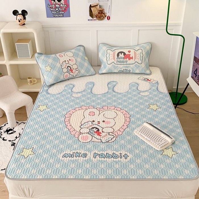 91家纺网 家纺一手货源 找家纺 昔可家纺2023新款大版卡通乳胶凉席第二批 奶糖小兔