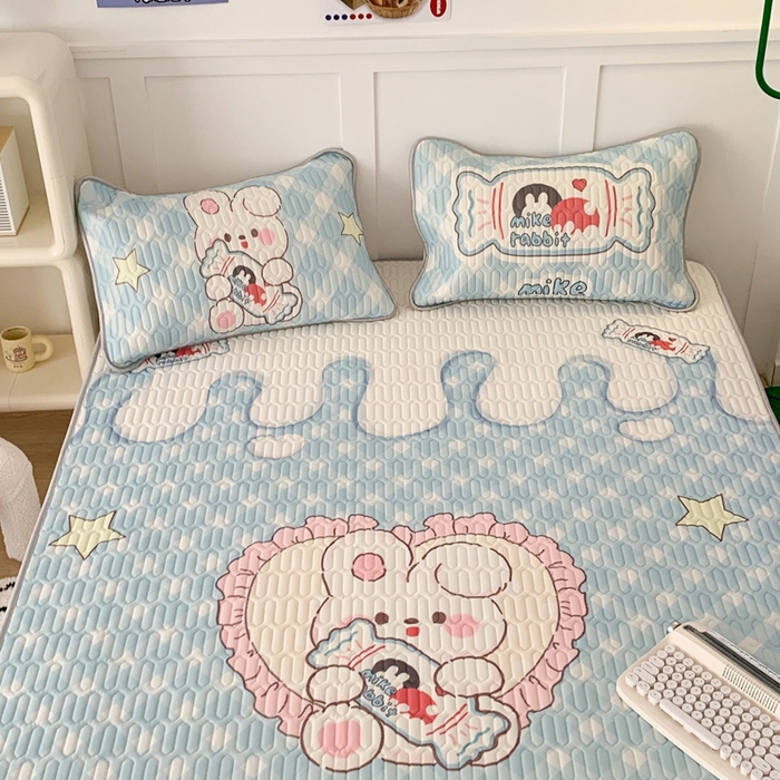 91家纺网 家纺一手货源 找家纺 昔可家纺2023新款大版卡通乳胶凉席第二批 奶糖小兔